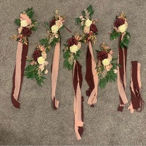 7 Ling’s Moment Romantic Marsala Aisle Chair Flowers